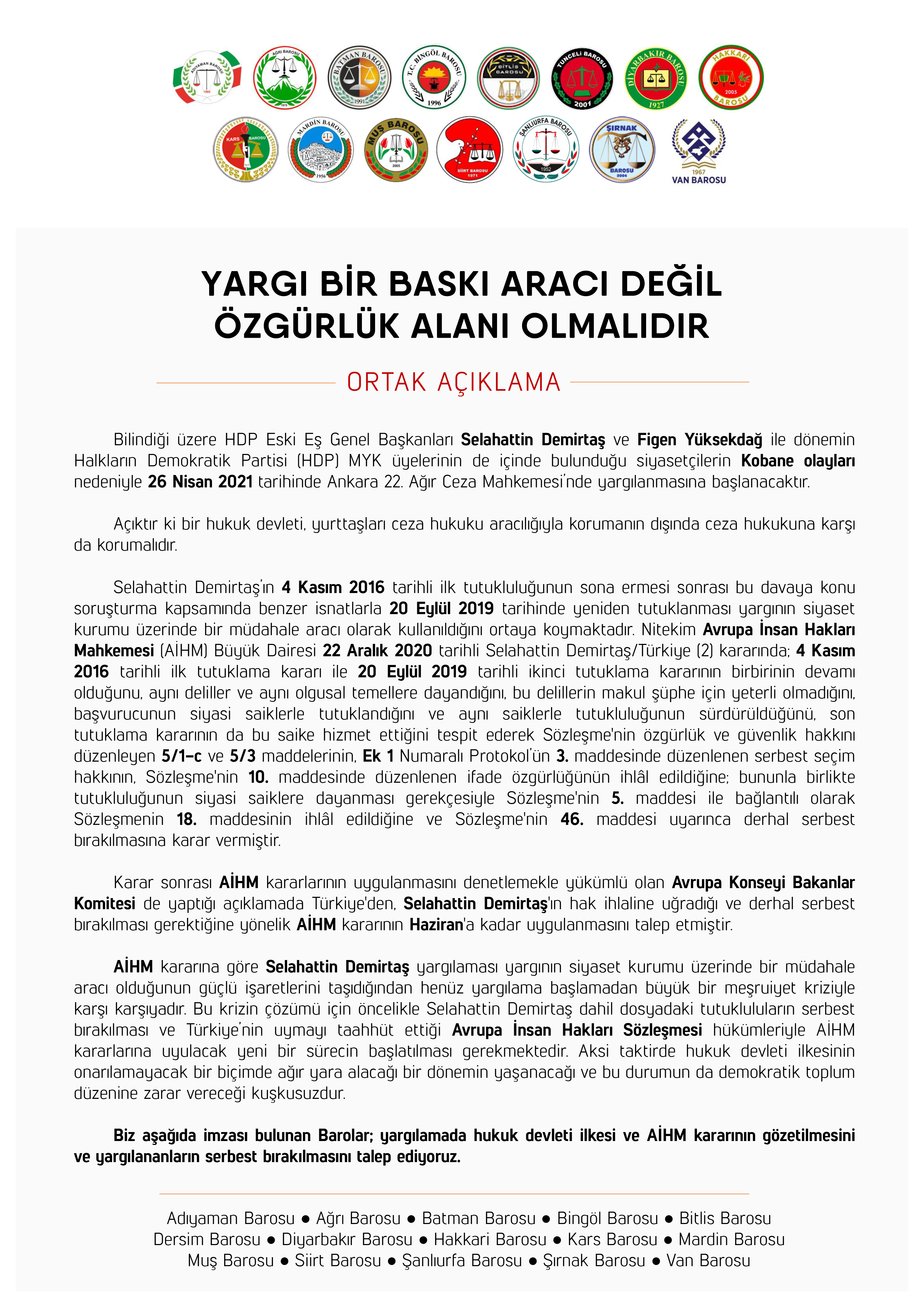 Jı baroyên herêmê daxuyanıya hevpar — 1