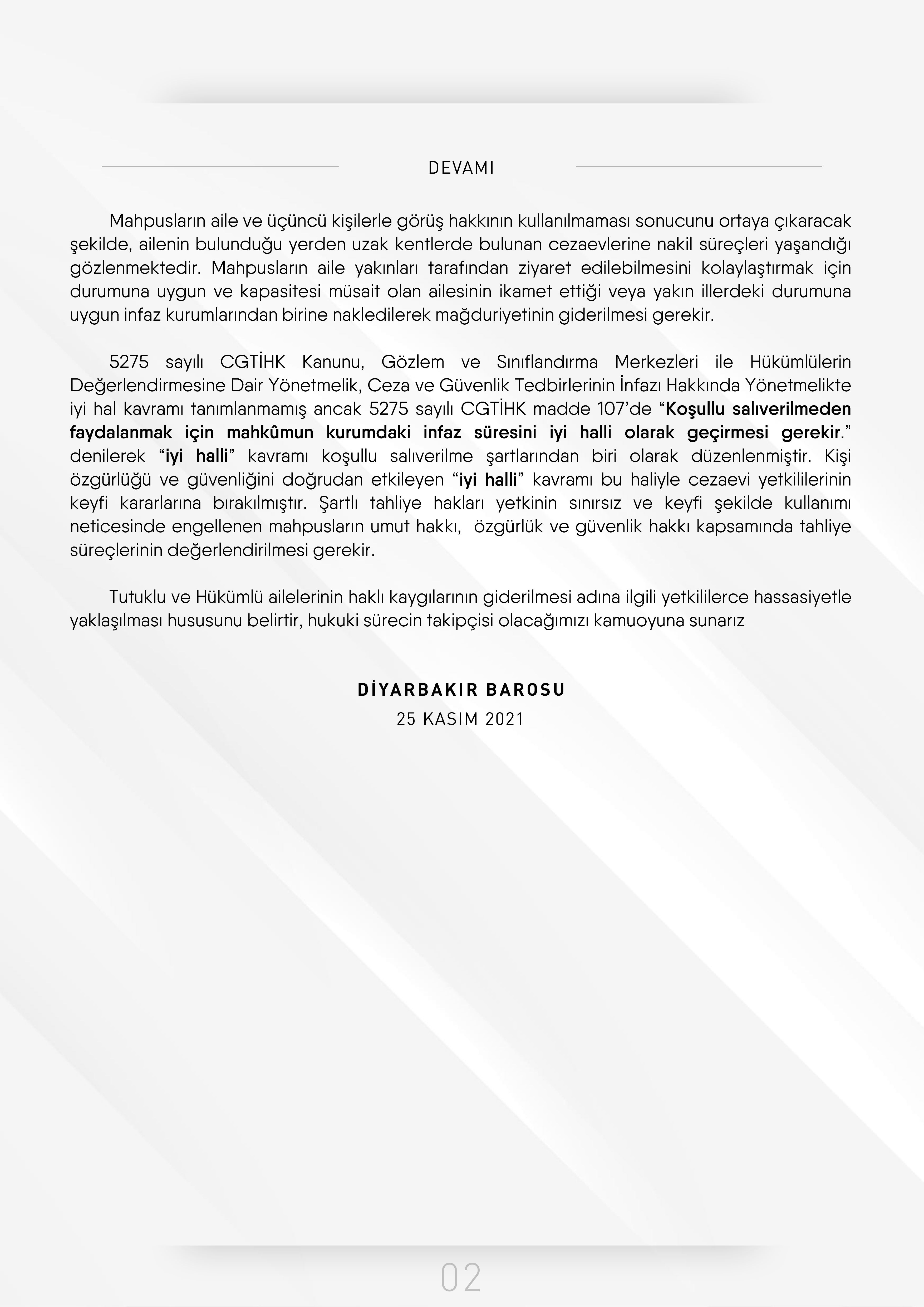 Tutuklu ve Hükümlü Ailelerinin Taleplerine İlişkin Açıklamamız... — 2
