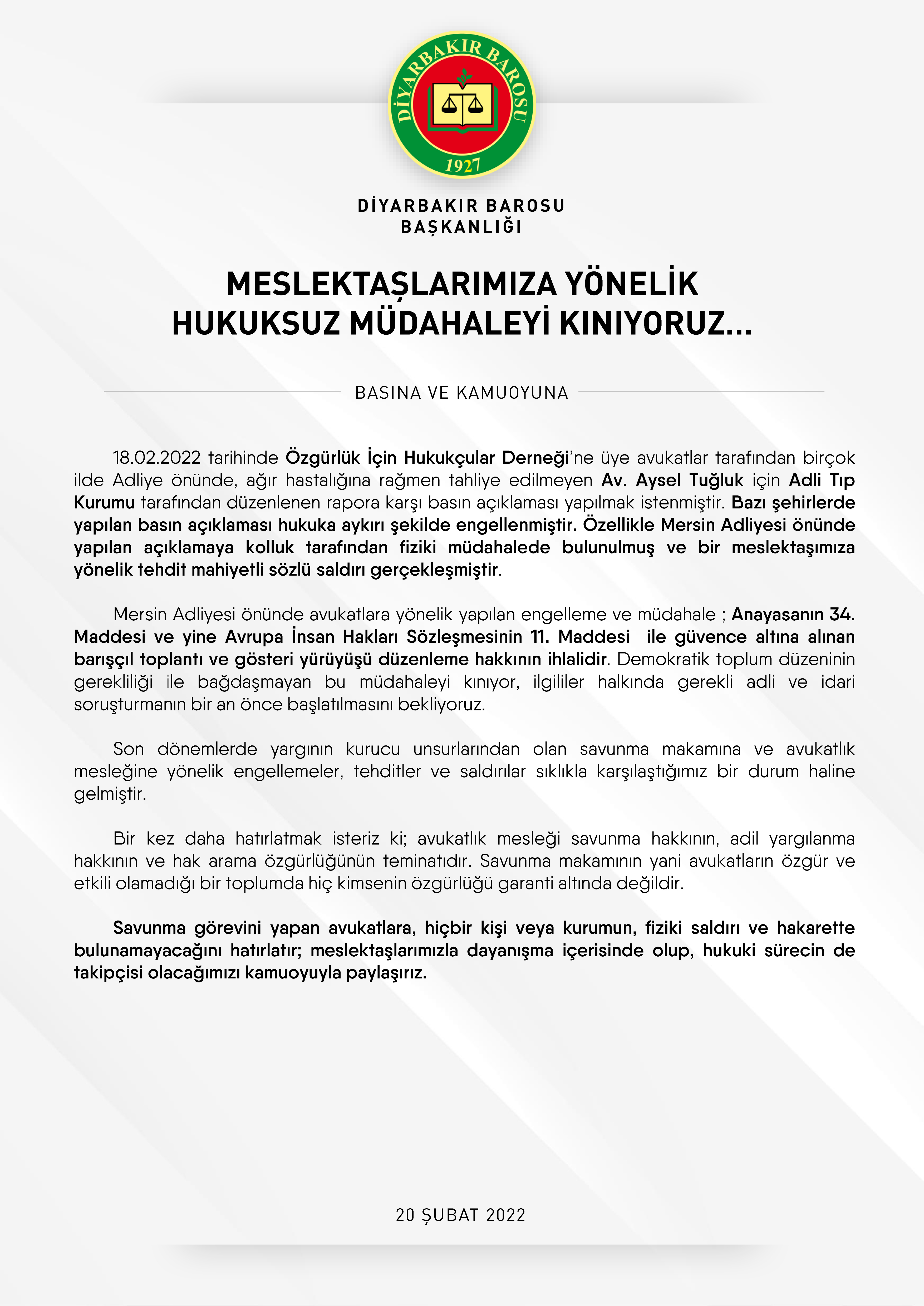 Meslektaşlarımıza Yönelik Hukuksuz Müdahaleyi Kınıyoruz… — 1