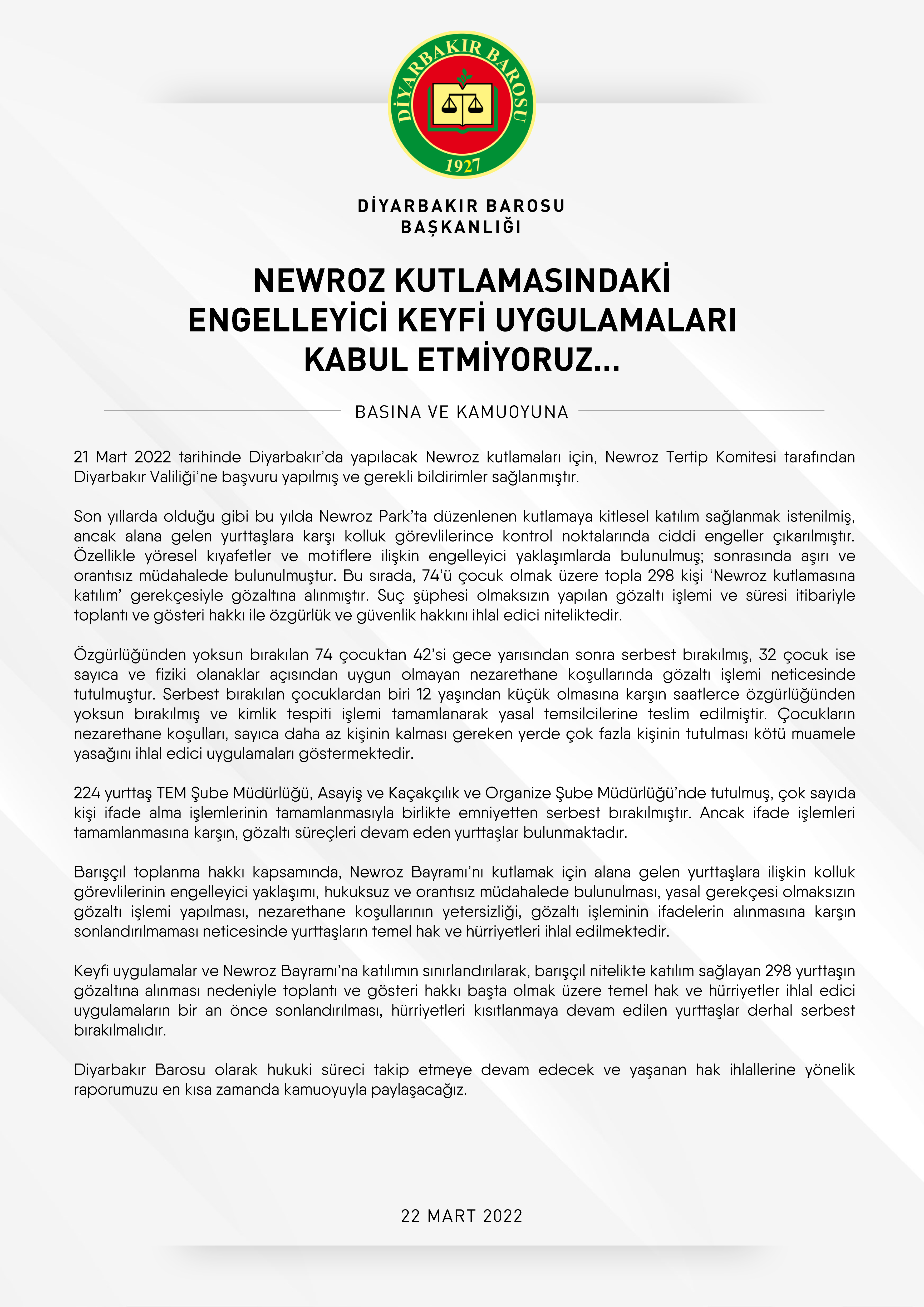 Newroz Kutlamasındaki Engelleyici, Keyfi Uygulamaları Kabul Etmiyoruz… — 1