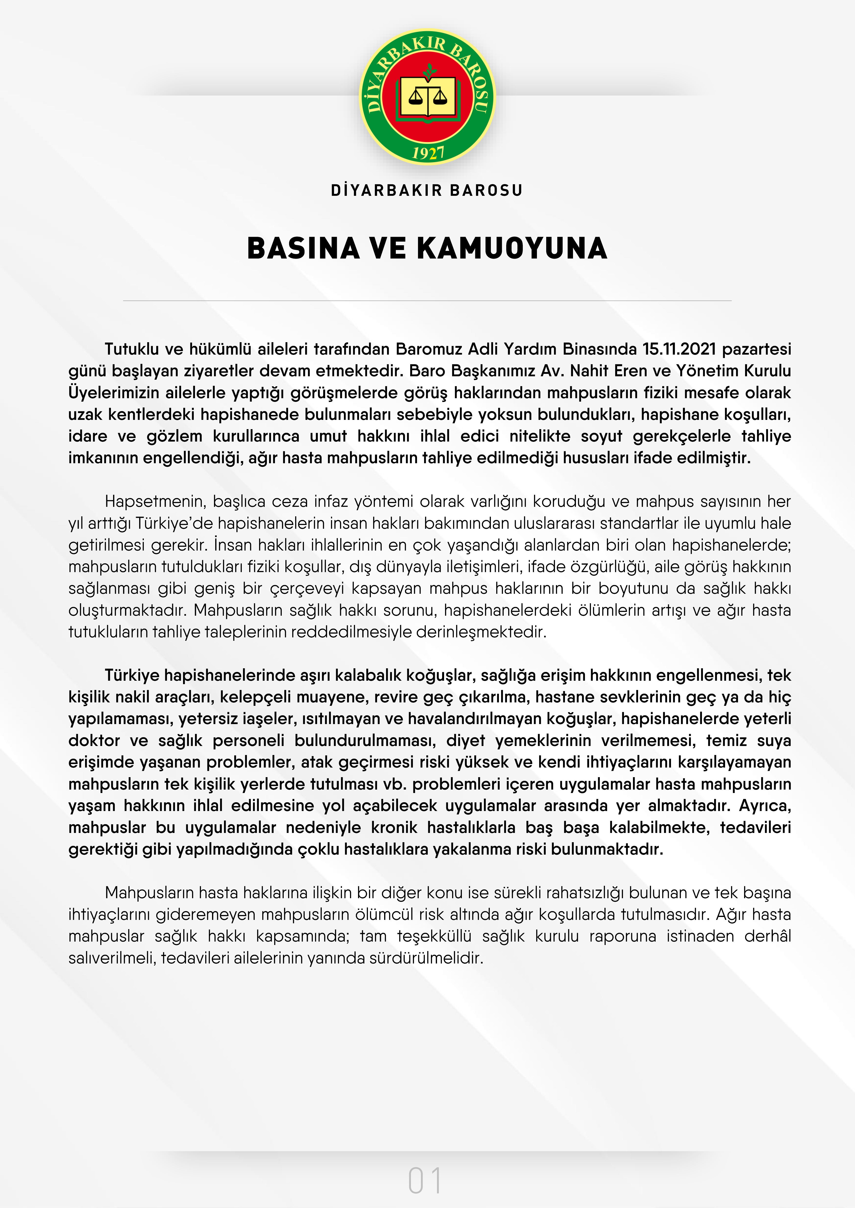 Tutuklu ve Hükümlü Ailelerinin Taleplerine İlişkin Açıklamamız... — 1
