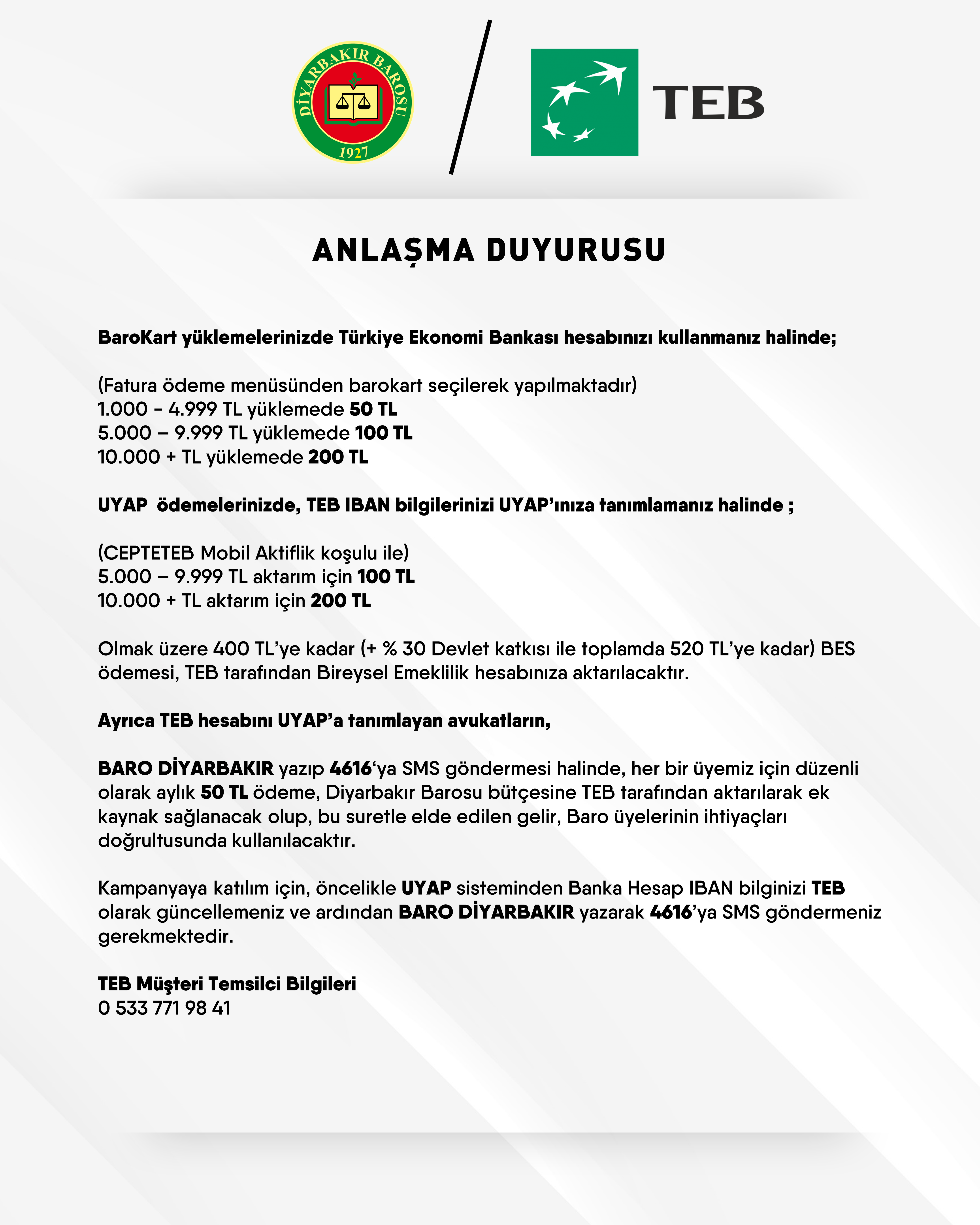 Di Navbera Bankaya Aborî ya Tirkiyeyê û Baroya Me De Protokol Hat Îmzekirin. — 1