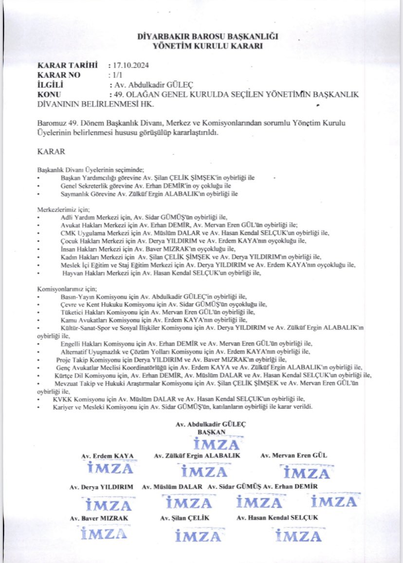 Başkanlık Divanı ile Merkez ve Komisyonlara ilişkin görevlendirmeler yapıldı. — 1